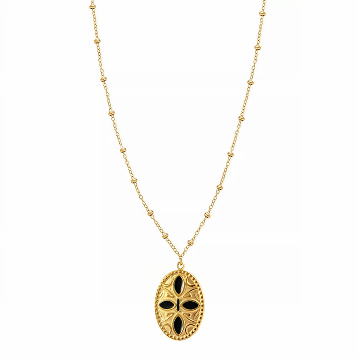 Wholesale Multilayer Oil Oval Pendant Stainless Steel Necklace