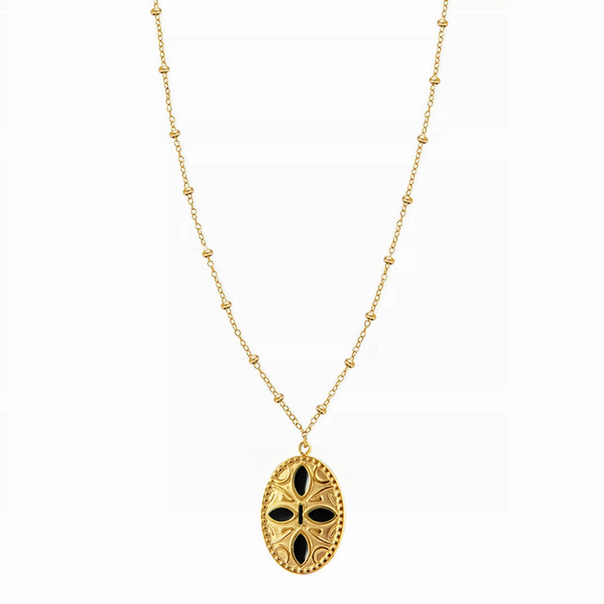 Wholesale Multilayer Oil Oval Pendant Stainless Steel Necklace