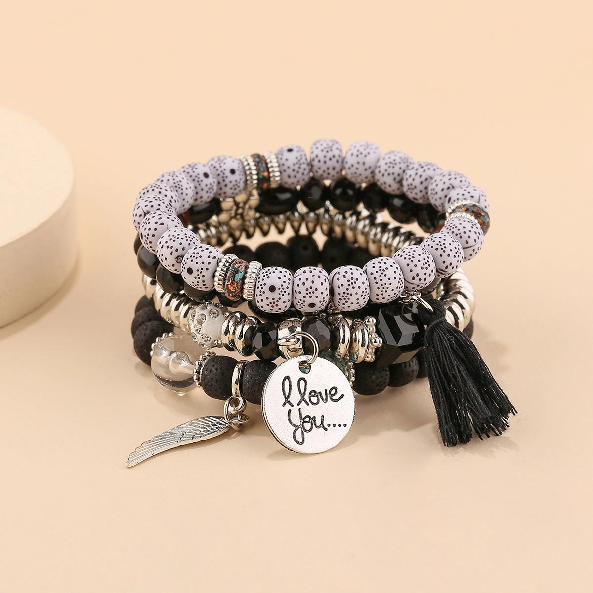 Wholesale Multilayer Pearl Tassel Glass Bracelet