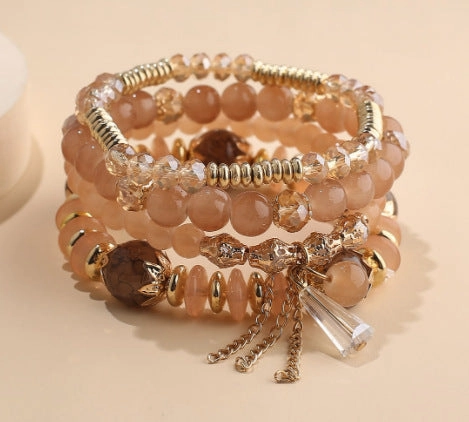 Wholesale Multilayer Pearl Tassel Glass Bracelet