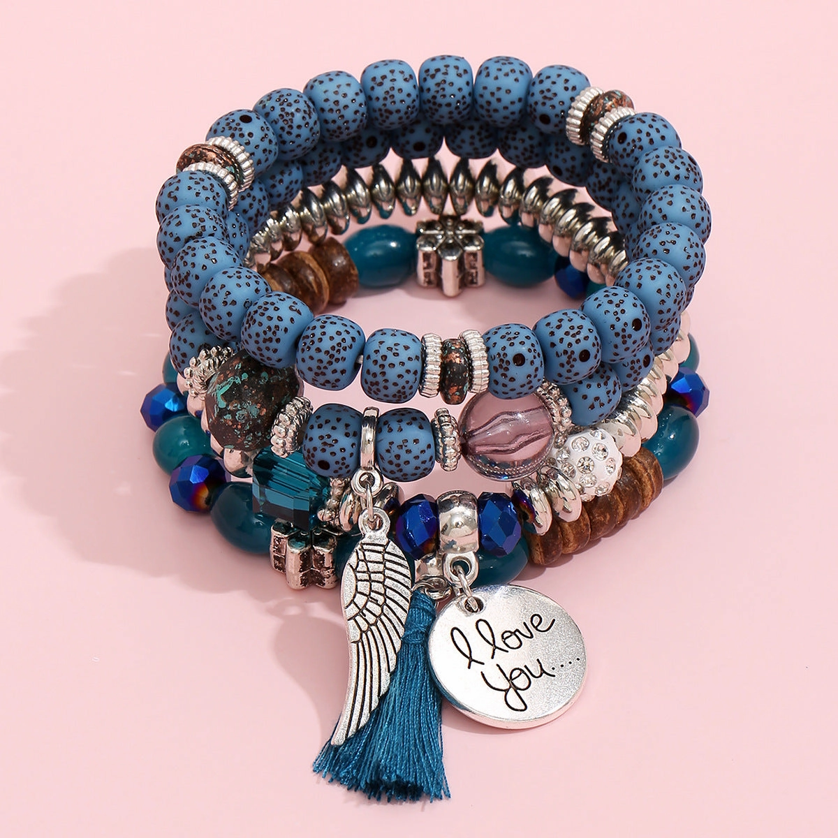 Wholesale Multilayer Pearl Tassel Glass Bracelet