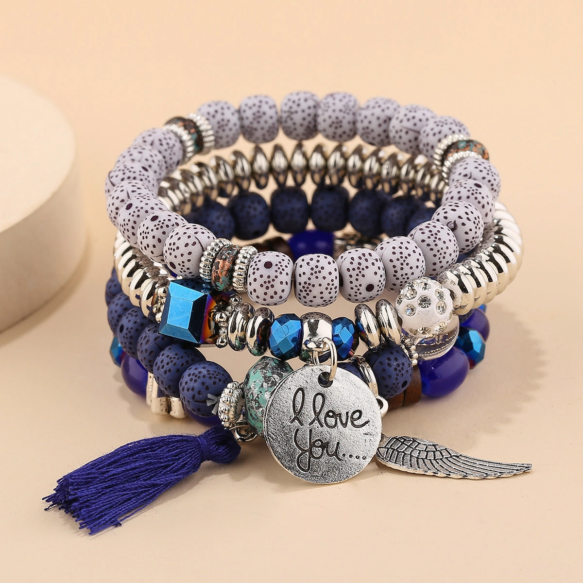 Wholesale Multilayer Pearl Tassel Glass Bracelet