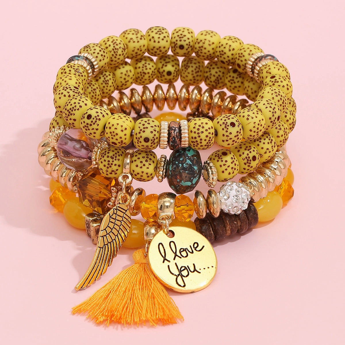 Wholesale Multilayer Pearl Tassel Glass Bracelet