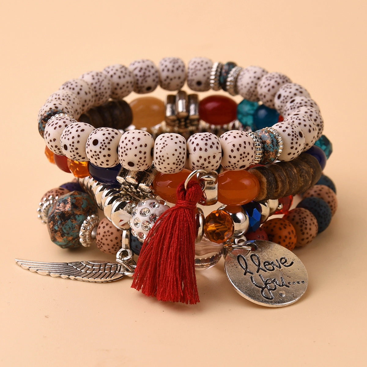 Wholesale Multilayer Pearl Tassel Glass Bracelet