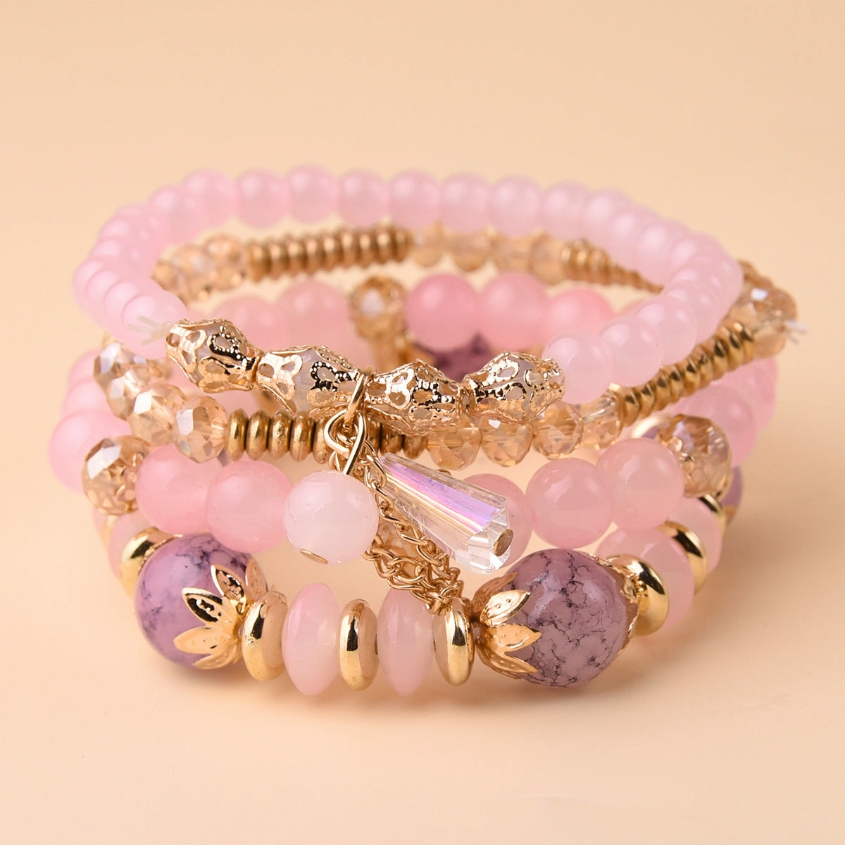 Wholesale Multilayer Pearl Tassel Glass Bracelet