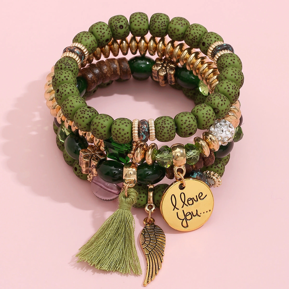 Wholesale Multilayer Pearl Tassel Glass Bracelet