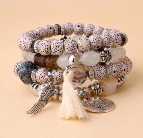 Wholesale Multilayer Pearl Tassel Glass Bracelet