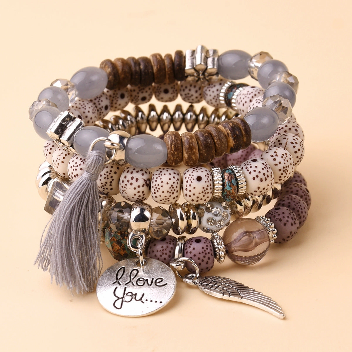 Wholesale Multilayer Pearl Tassel Glass Bracelet