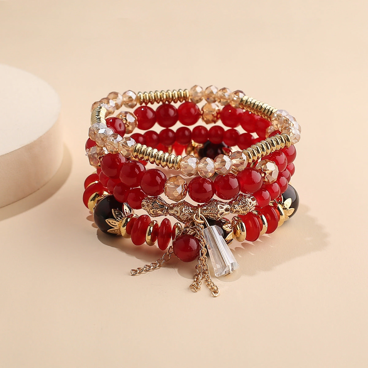 Wholesale Multilayer Pearl Tassel Glass Bracelet
