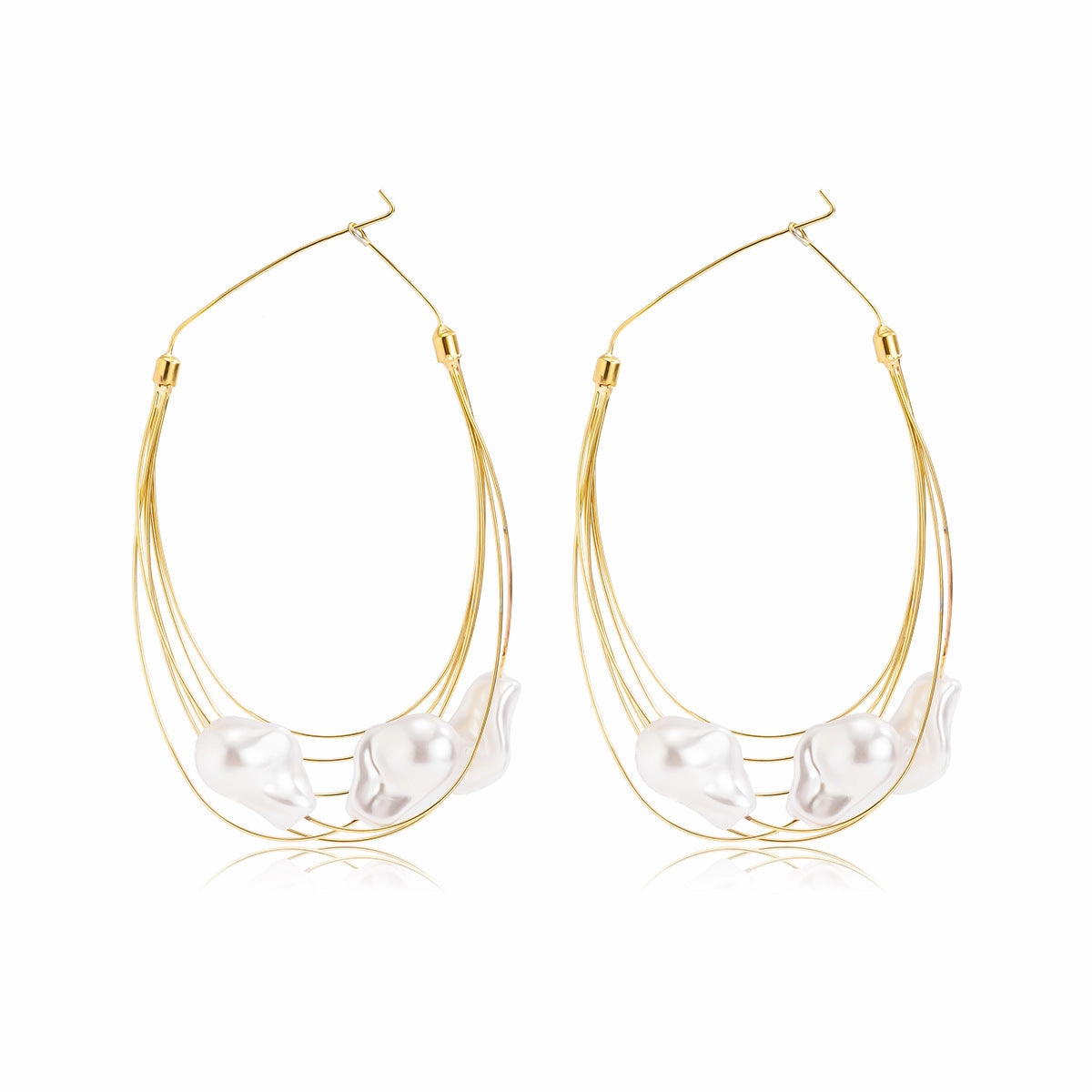 Wholesale Multilayer Tassel Imitation Pearl Copper Earrings
