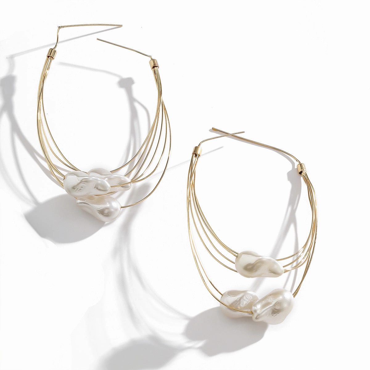 Wholesale Multilayer Tassel Imitation Pearl Copper Earrings
