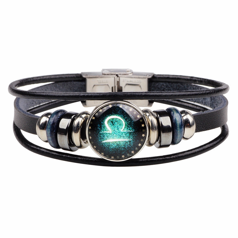 Wholesale Multilayer Twelve Constellation Punk Couple Bracelet
