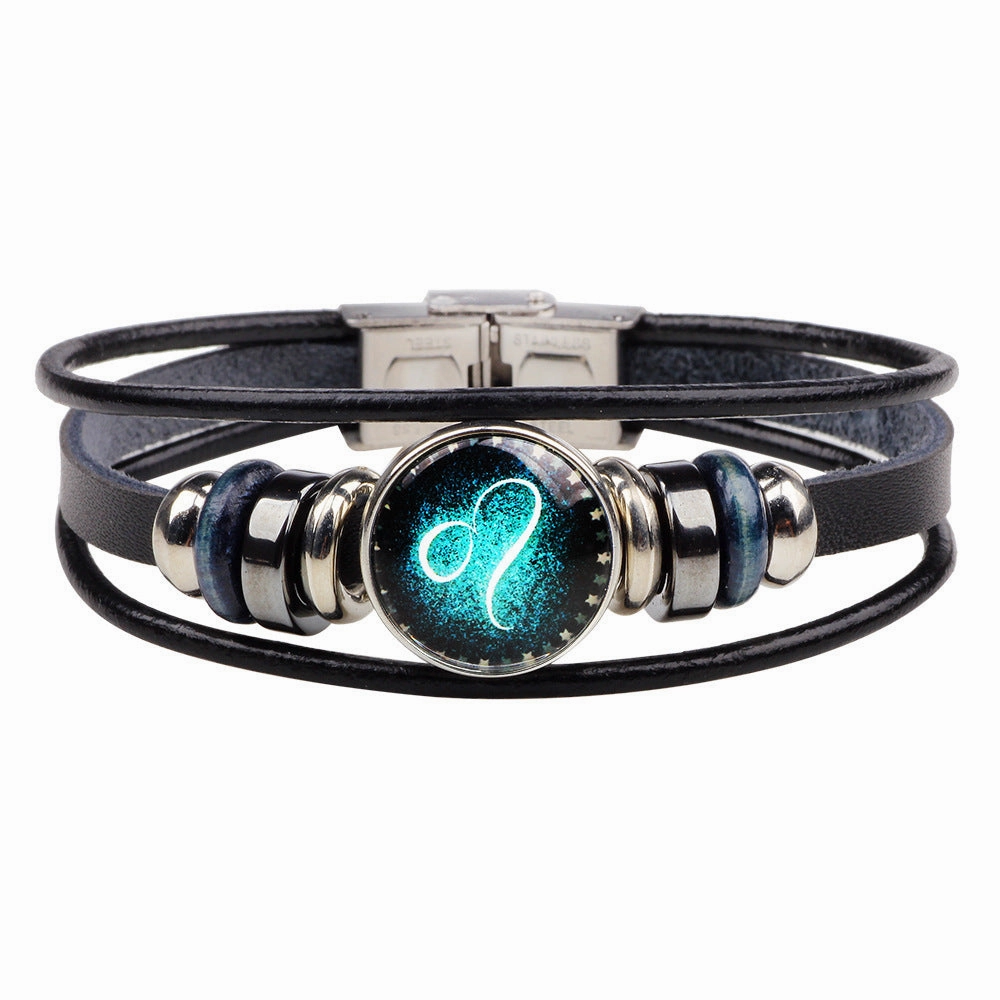 Wholesale Multilayer Twelve Constellation Punk Couple Bracelet