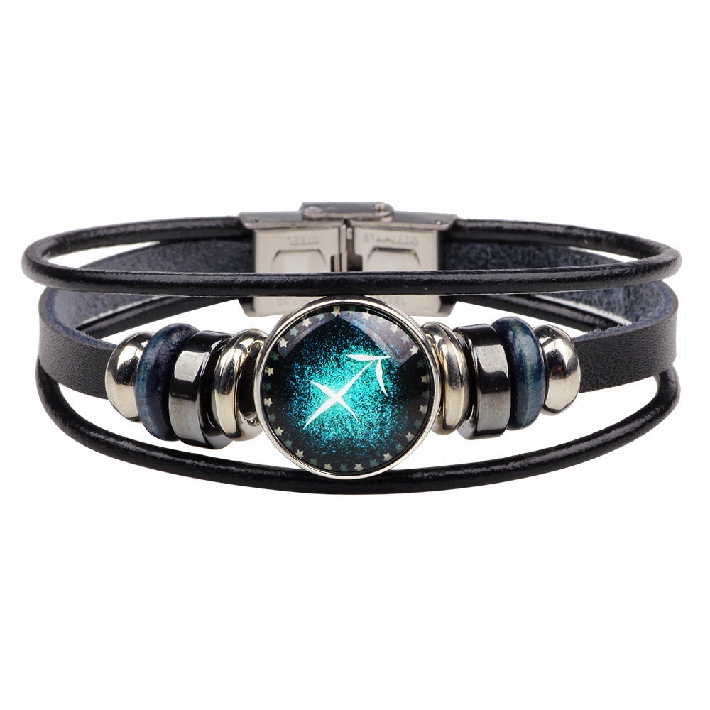 Wholesale Multilayer Twelve Constellation Punk Couple Bracelet