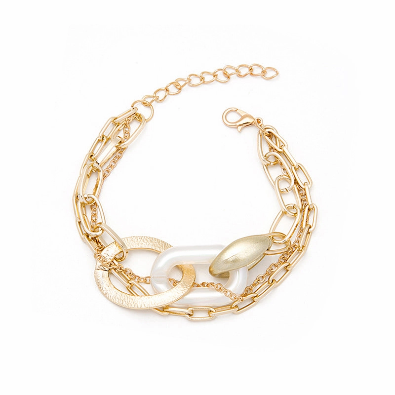 Wholesale Multilayer Vintage Chain Pearl Resin Bracelet