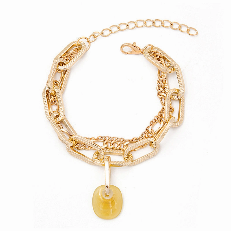 Wholesale Multilayer Vintage Chain Pearl Resin Bracelet