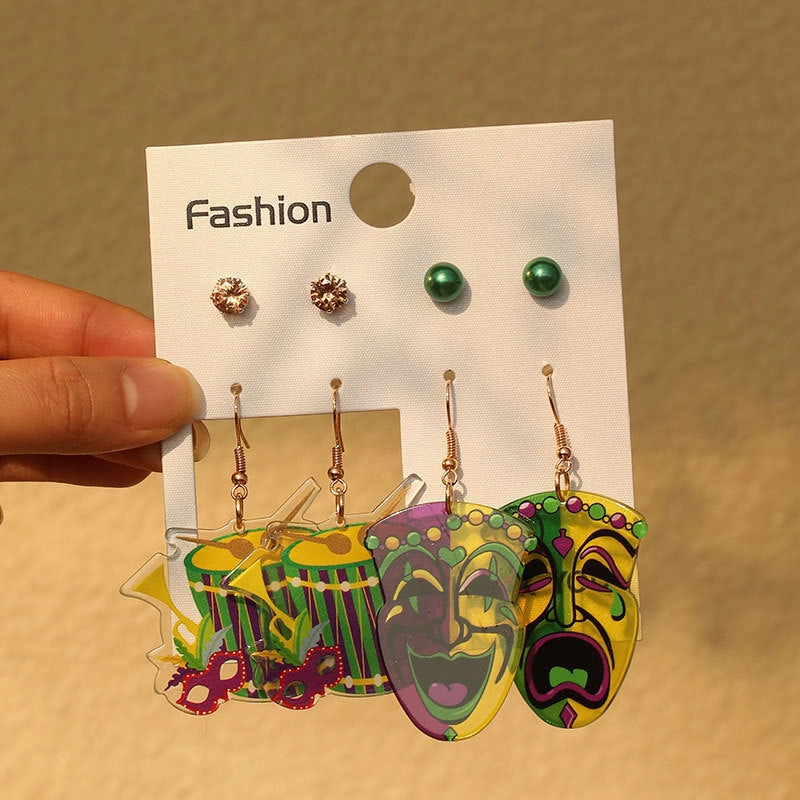 Wholesale Music Carnival 4 Pair Acrylic Earrings suit