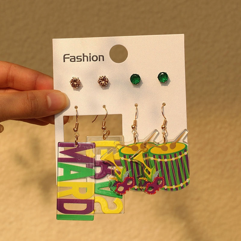 Wholesale Music Carnival 4 Pair Acrylic Earrings suit