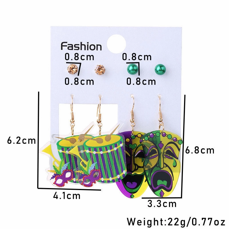 Wholesale Music Carnival 4 Pair Acrylic Earrings suit