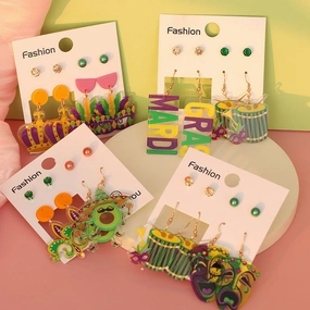 Wholesale Music Carnival 4 Pair Acrylic Earrings suit