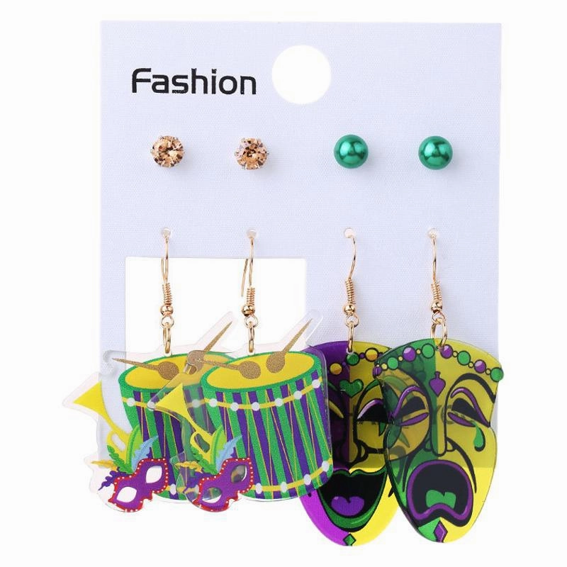 Wholesale Music Carnival 4 Pair Acrylic Earrings suit