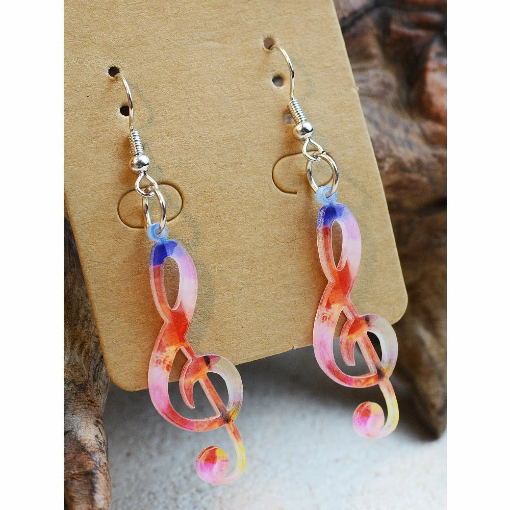 Wholesale Music Note Gradient Acrylic Double Sided Print Earrings