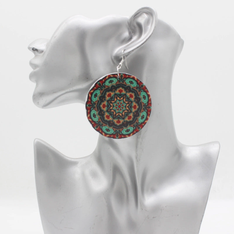Wholesale National Style Round Wood Earrings