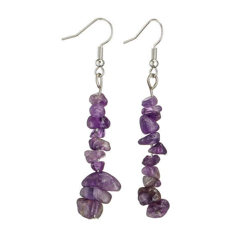 Wholesale Natural Agate Crushed Stone Earrings