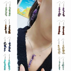 Wholesale Natural Agate Crushed Stone Earrings