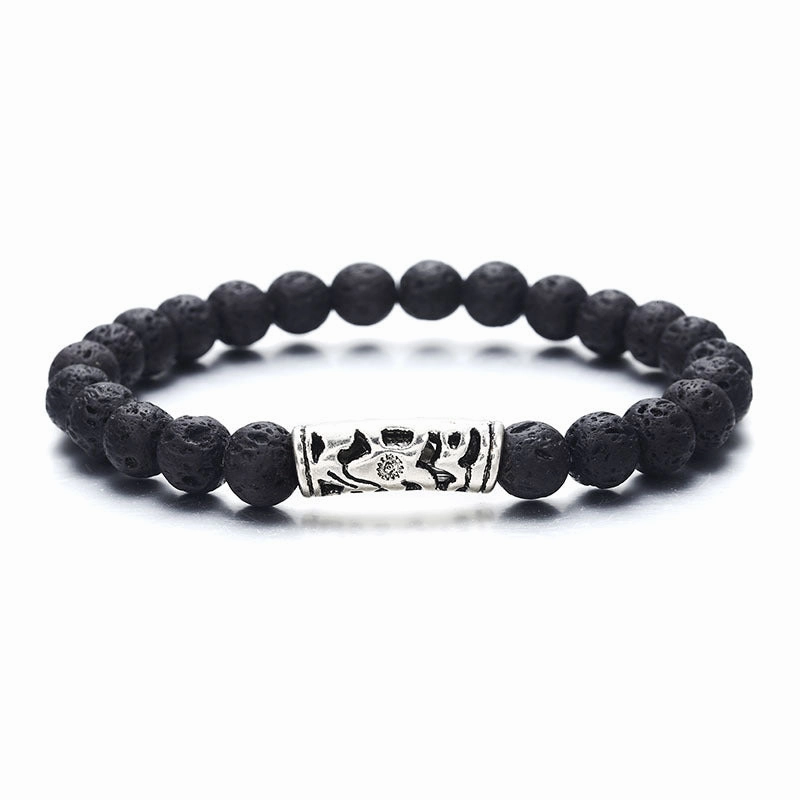 Wholesale Natural Agate Lava Stone Alloy Bracelet