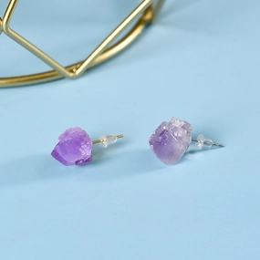 Wholesale Natural Amethyst Earrings Stud Bohemian  Earrings