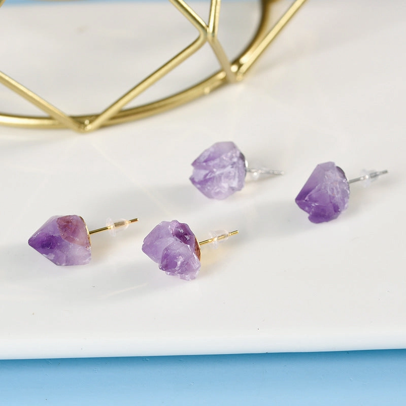 Wholesale Natural Amethyst Earrings Stud Bohemian  Earrings
