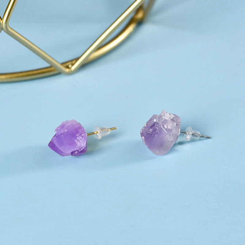 Wholesale Natural Amethyst Earrings Stud Bohemian  Earrings