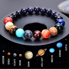 Wholesale Natural Blue Sand Stone The Eight Planets Bracelet