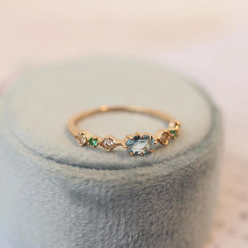 Wholesale Natural Blue Topaz Gold Plated Ring