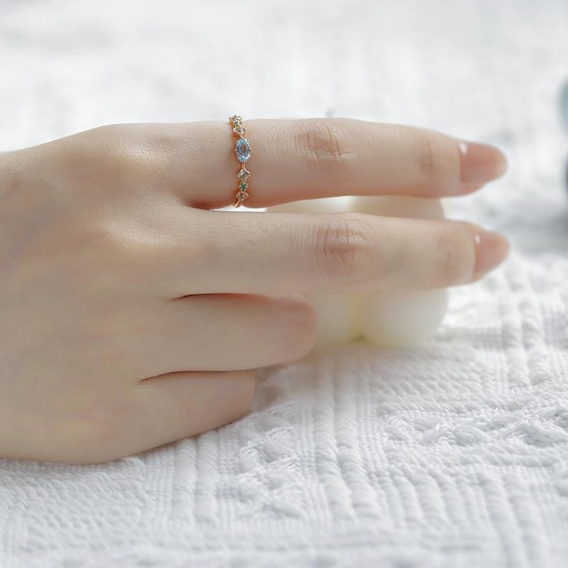 Wholesale Natural Blue Topaz Gold Plated Ring