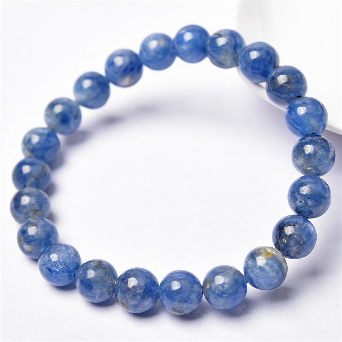 Wholesale Natural Brazil Kyanite Single Circle Bracelet Blue Velvet Crystal Round Bead Bracelet