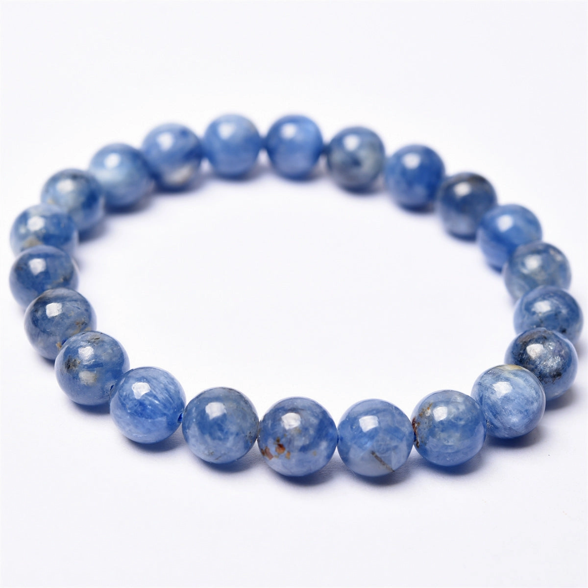 Wholesale Natural Brazil Kyanite Single Circle Bracelet Blue Velvet Crystal Round Bead Bracelet