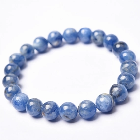 Wholesale Natural Brazil Kyanite Single Circle Bracelet Blue Velvet Crystal Round Bead Bracelet