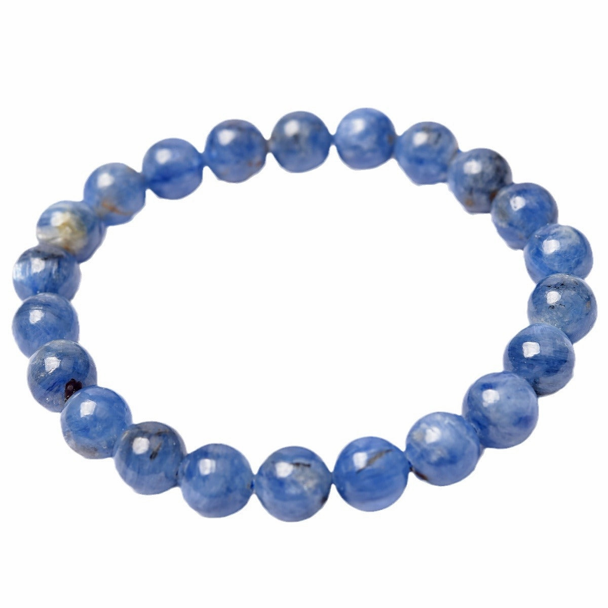 Wholesale Natural Brazil Kyanite Single Circle Bracelet Blue Velvet Crystal Round Bead Bracelet