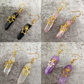 Wholesale Natural Crystal Alloy Earrings