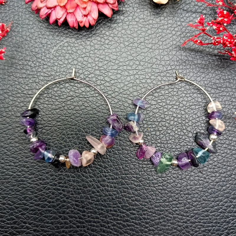 Wholesale Natural Crystal Crushed Stone Alloy Earrings