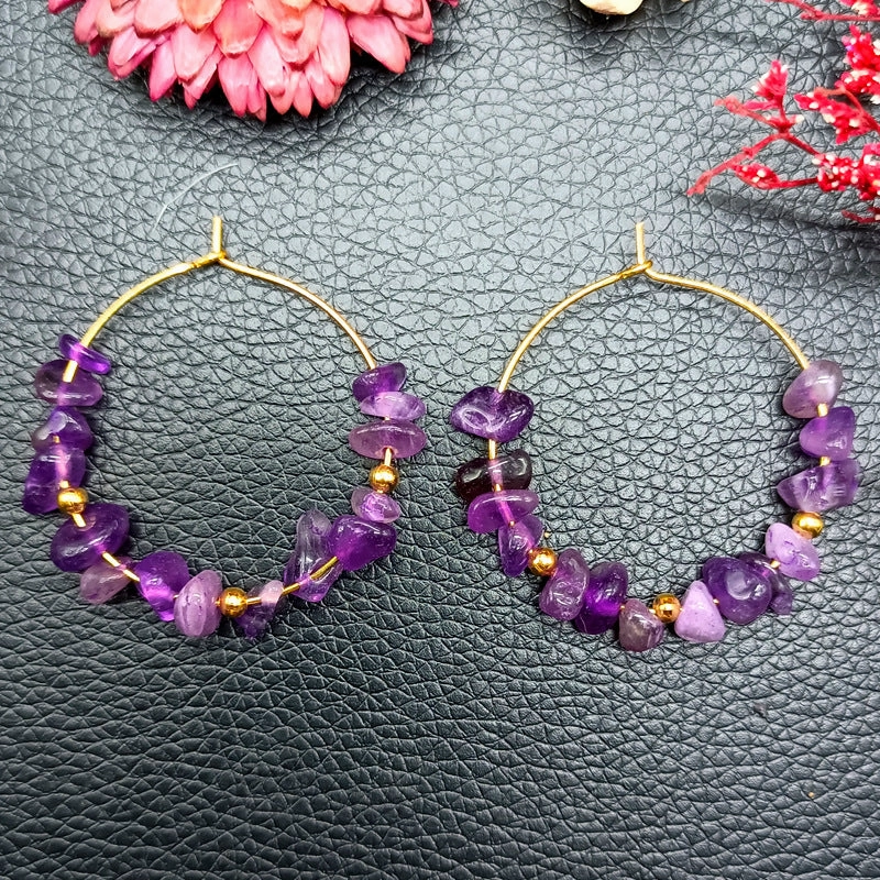 Wholesale Natural Crystal Crushed Stone Alloy Earrings