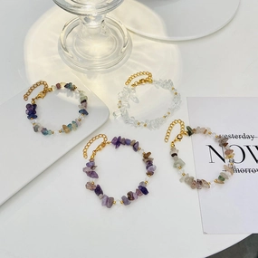 Wholesale Natural Crystal Crushed Stone Copper Bracelet