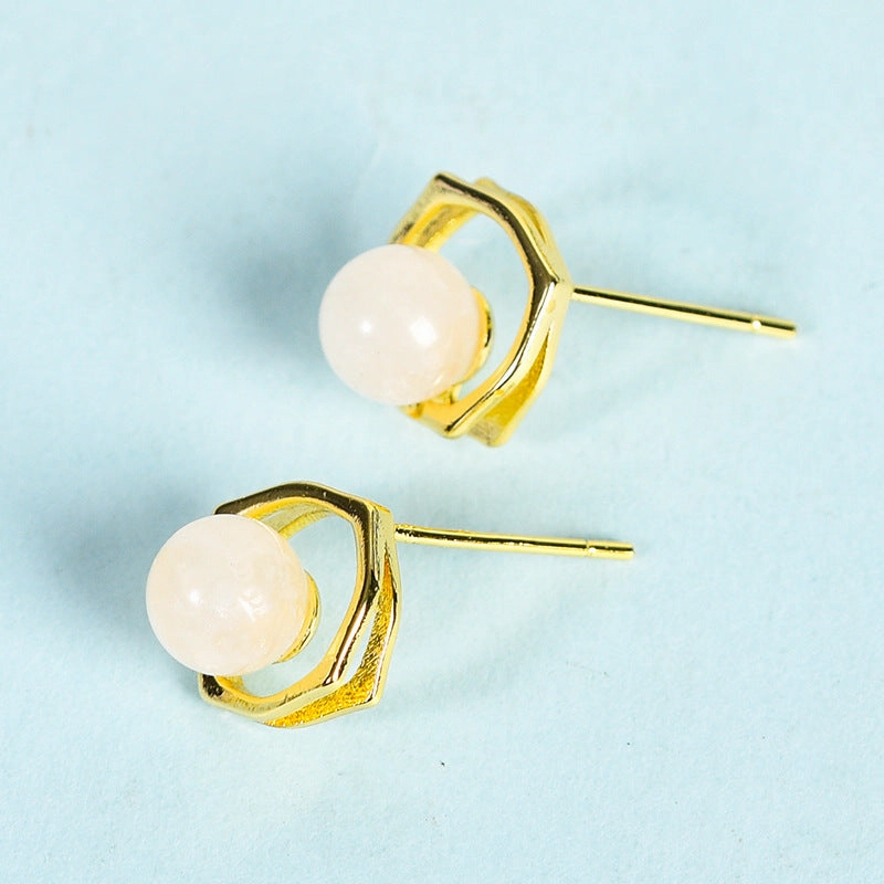 Wholesale Natural Crystal Gravel Square Round Bead Earrings