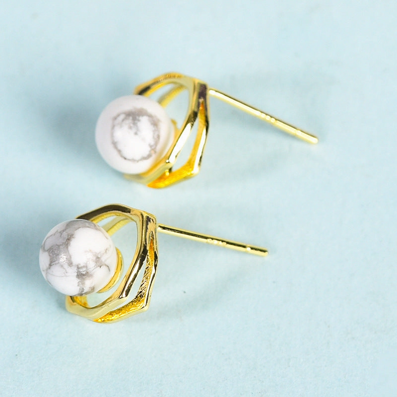 Wholesale Natural Crystal Gravel Square Round Bead Earrings