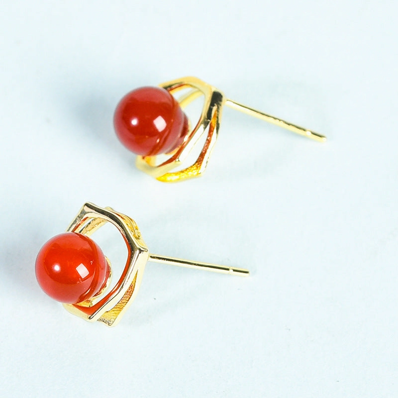 Wholesale Natural Crystal Gravel Square Round Bead Earrings