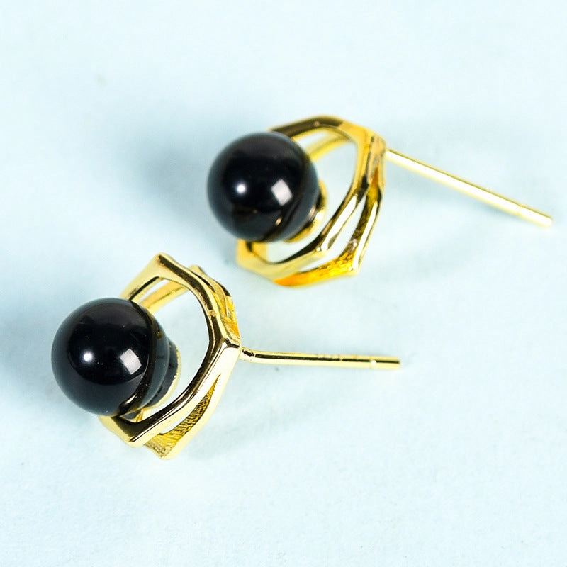 Wholesale Natural Crystal Gravel Square Round Bead Earrings