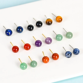 Wholesale Natural Crystal Raw Stone Crystal Earrings Stud Earrings