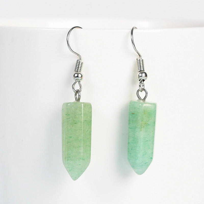 Wholesale Natural Cute Crystal Hexagonal Prism Earrings